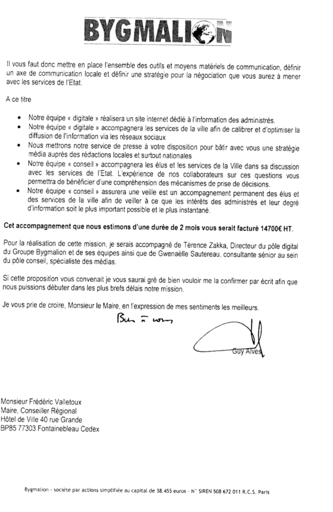 Lettre de cadrage Bygmalion