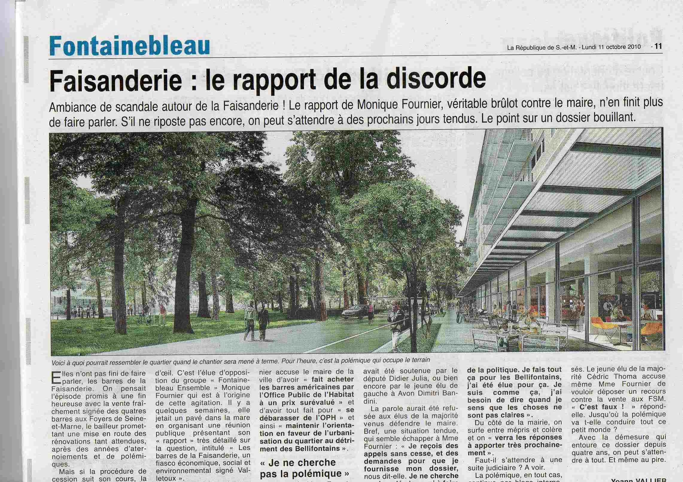Article de la République sur la Faisanderie