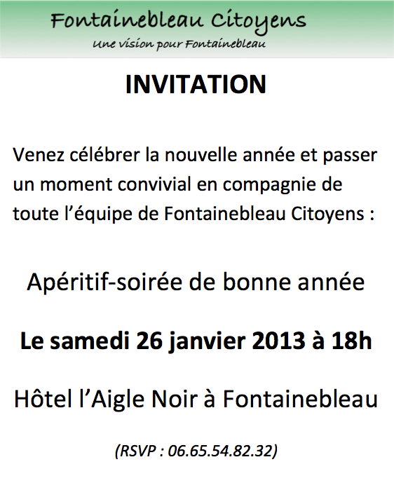 Invitation Fontainebleau Citoyens le samedi 26 janvier : Venez nombreux !