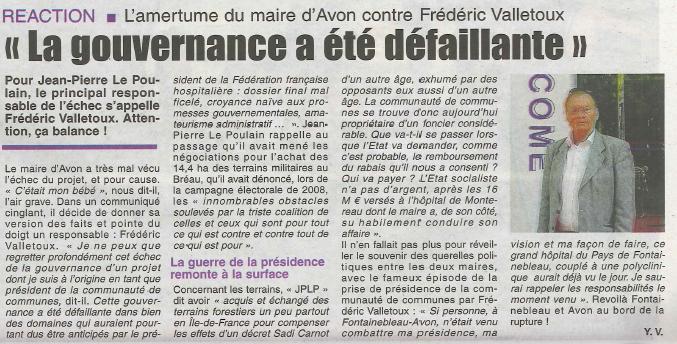 Hôpital au Bréau : la charge du Maire d’Avon contre le Président de la Fédération Hospitalière de France