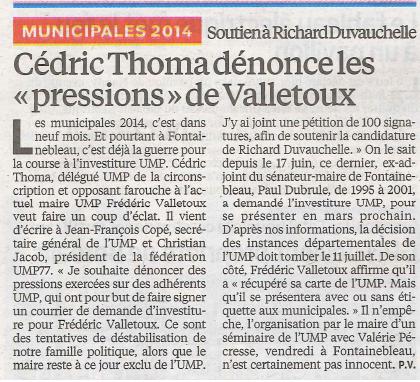 Municipales 2014 : pressions et tentatives de déstabilisation vis à vis de l’UMP