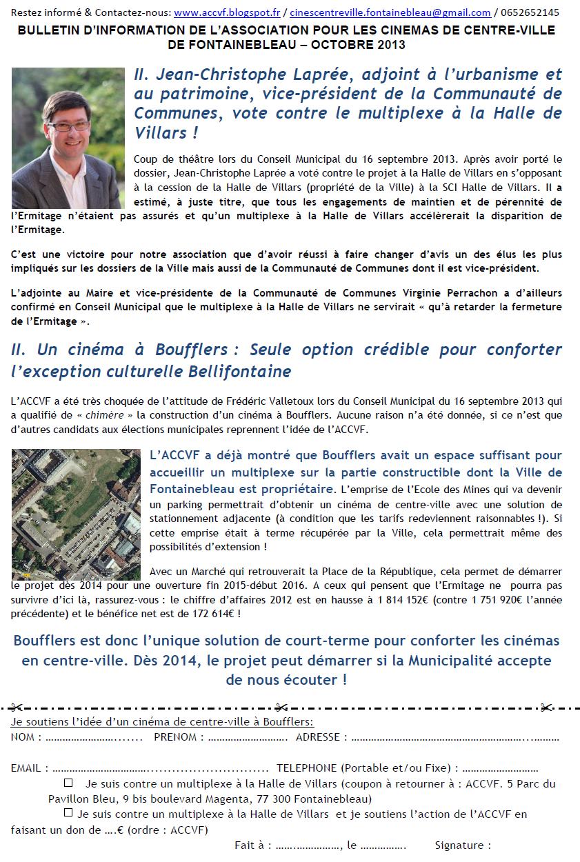 L’ACCVF réévoque le dossier des cinémas… L’ACCVF réévoque le dossier des cinémas…
