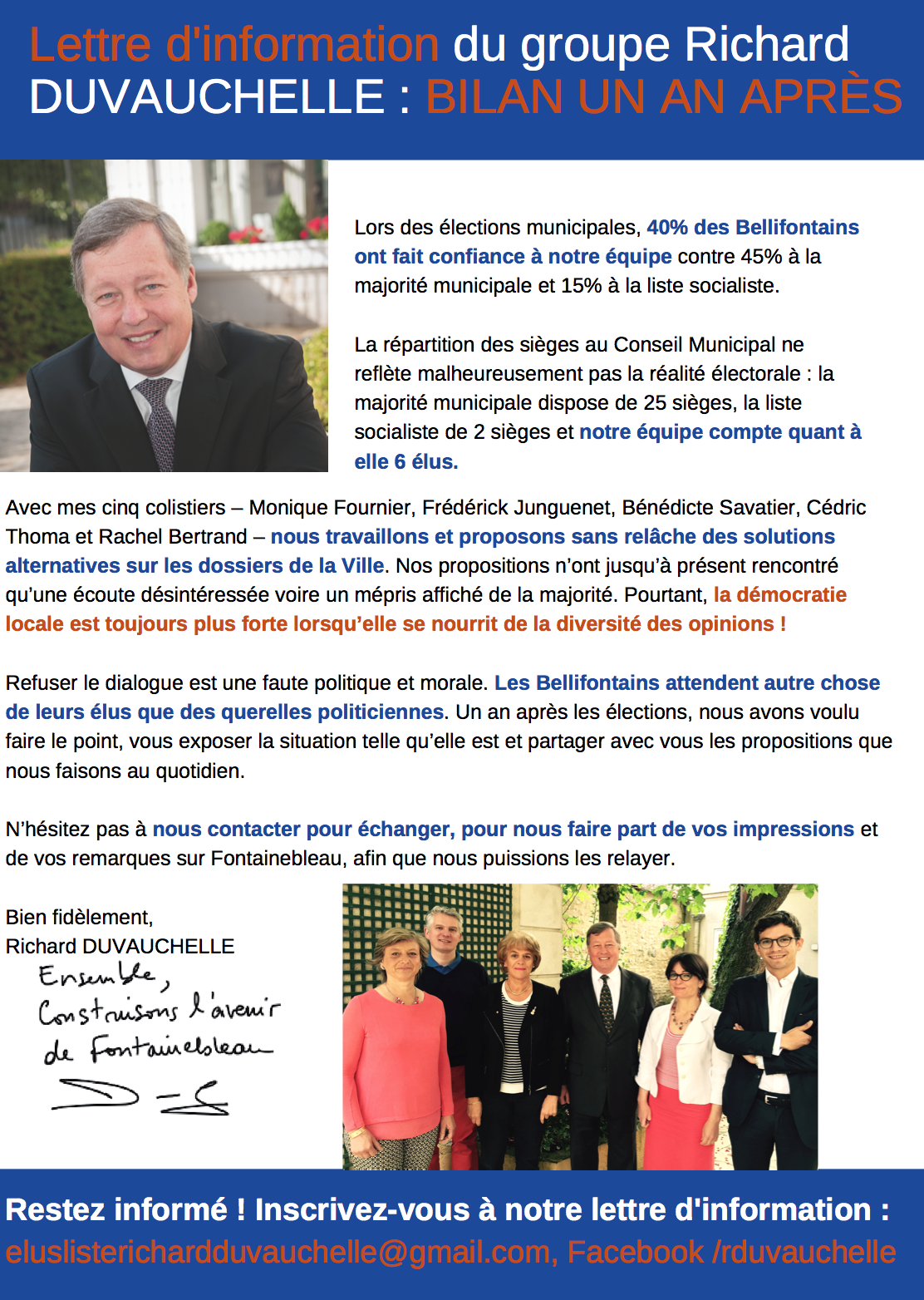 Bilan de la première année de mandat Bilan de la première année de mandat