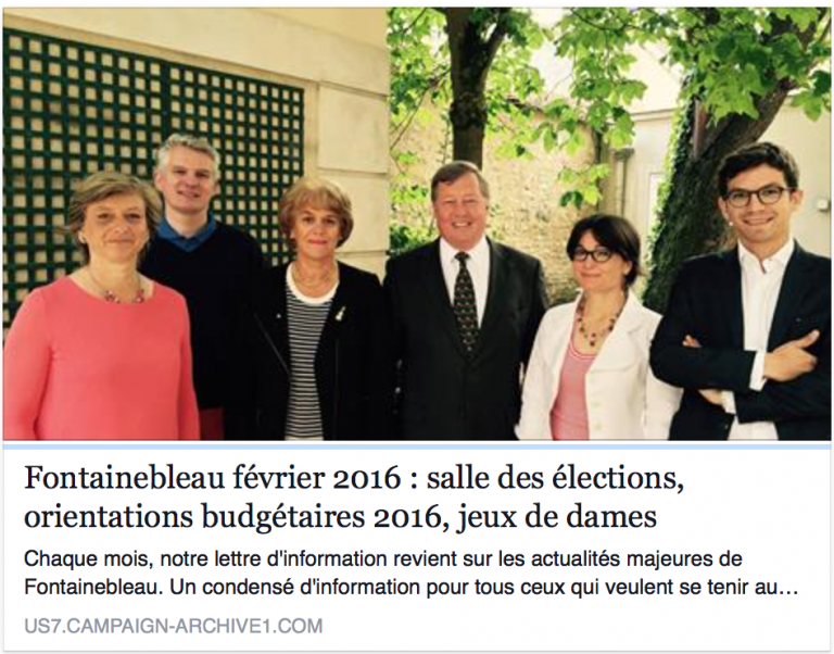 Lettre d’information Fontainebleau février 2016
