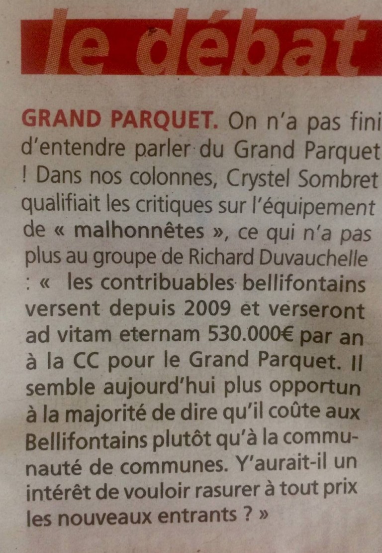 Grand Parquet : tribune libre du bulletin municipal