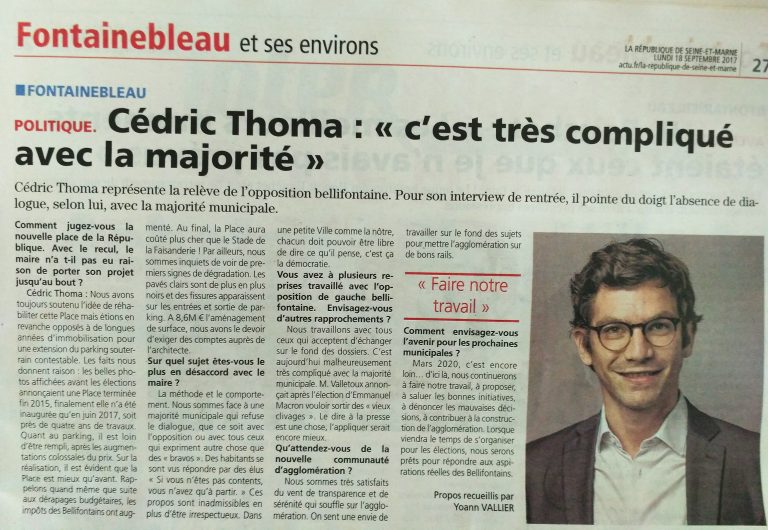 Mon interview de rentrée à la République de Seine et Marne