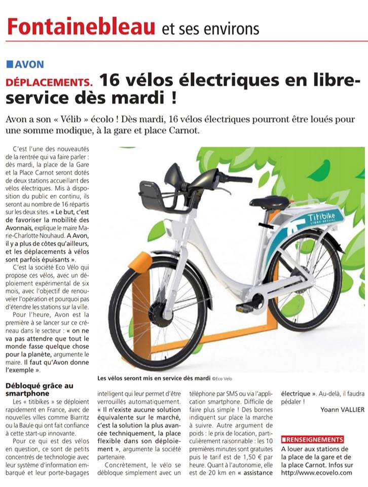 Avon lance son Vélib, Fontainebleau refuse de s’associer… Avon lance son Vélib, Fontainebleau refuse de s’associer…