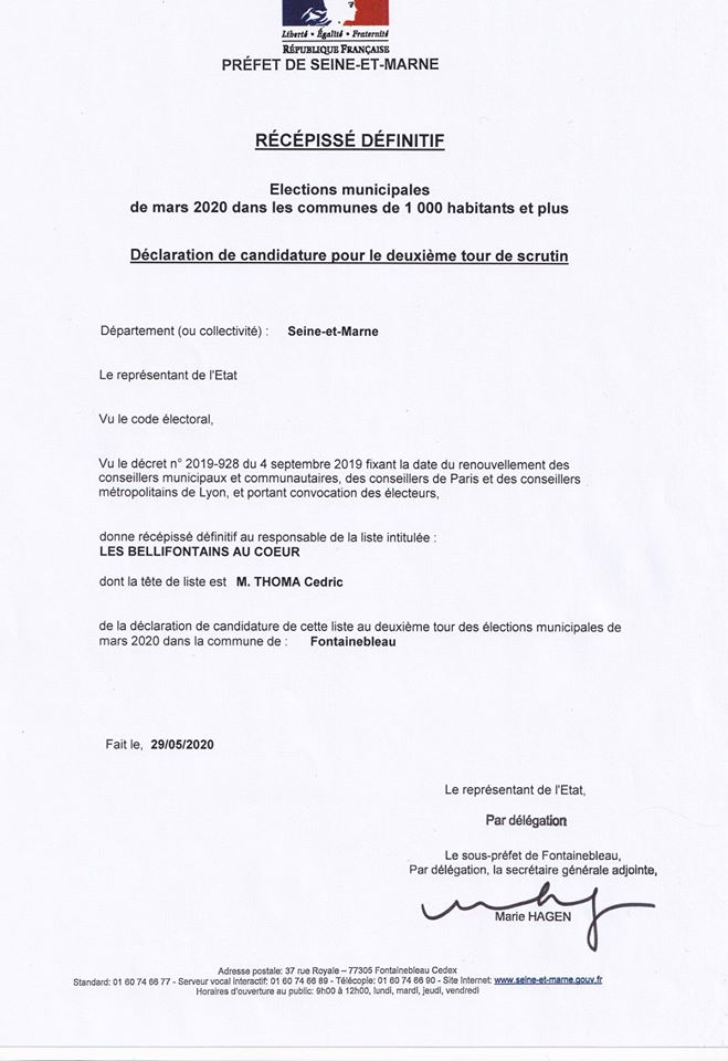Liste déposée pour le 2ème tour ! Liste déposée pour le 2ème tour !