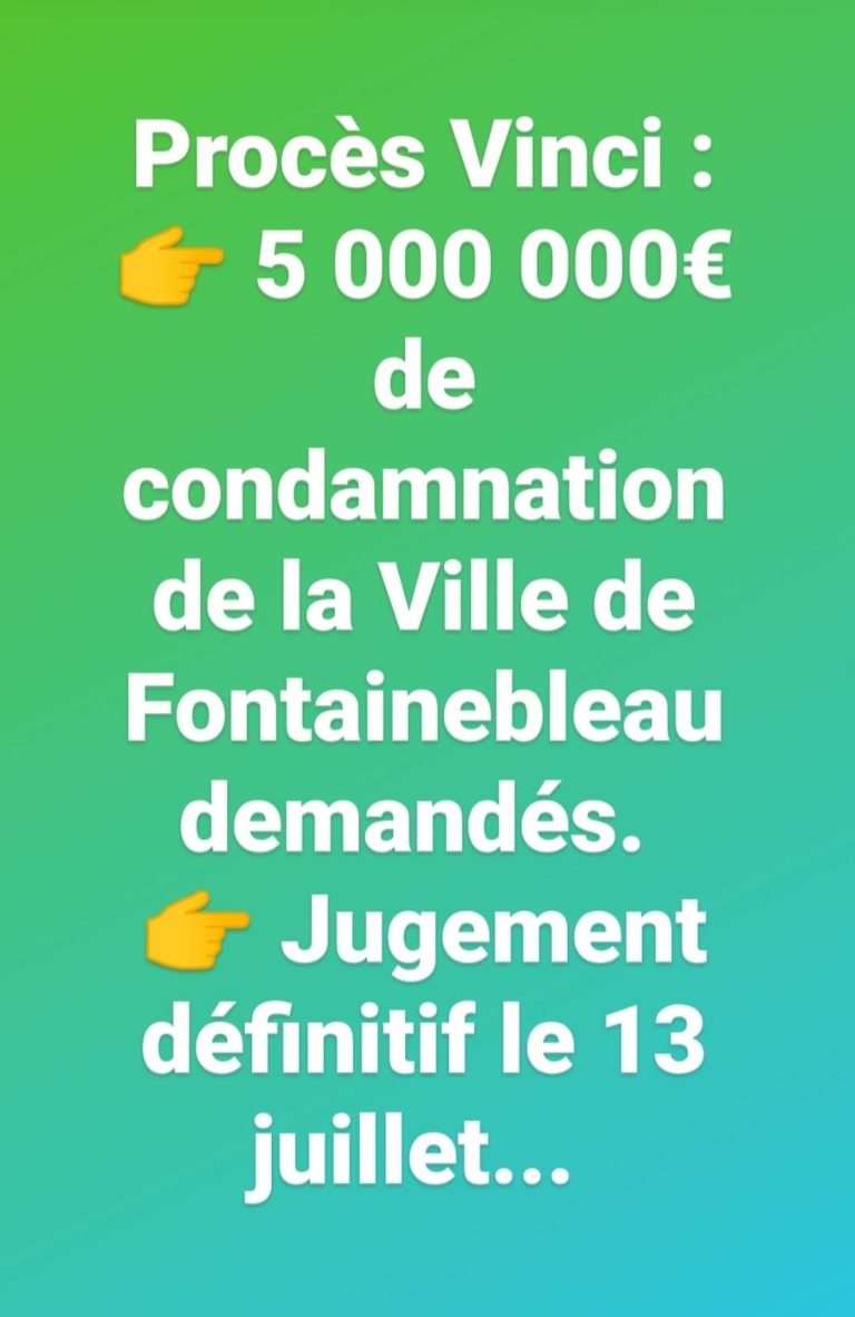 Audience Vinci : le rapporteur demande 5M€ ! Audience Vinci : le rapporteur demande 5M€ !