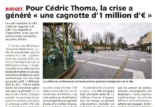 La presse confirme que la crise a bien généré une cagnotte de 1M€ pour la Ville !