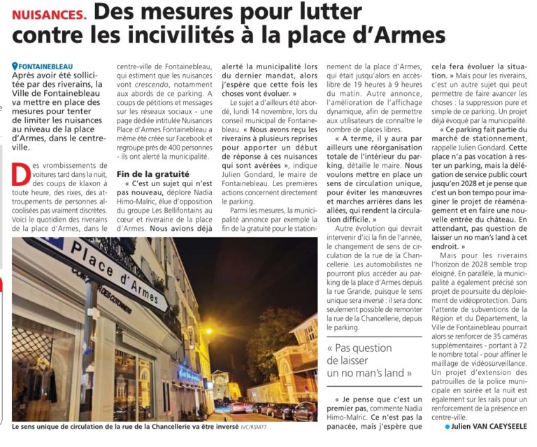 Incivilités Place d’Armes : il faut (ré)agir !