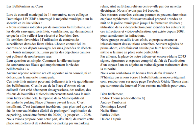 Tribune libre décembre 2022 Tribune libre décembre 2022