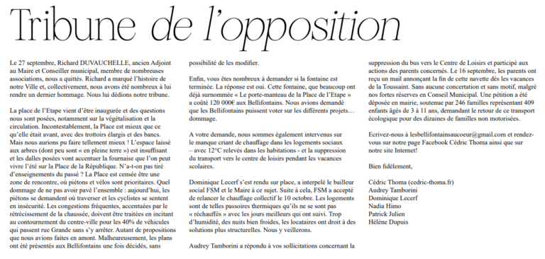 Tribune libre novembre 2022 Tribune libre novembre 2022