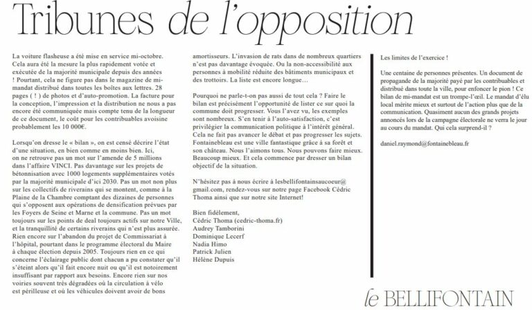 Tribune libre – novembre 2023 Tribune libre – novembre 2023