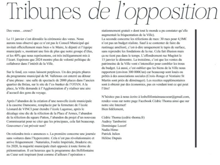 Tribune libre février 2024 : Des voeux… creux ?