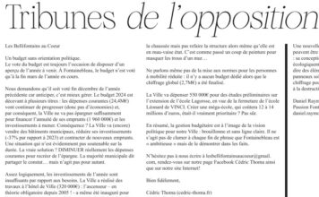 Tribune mai 2024 : Un budget sans orientations politiques