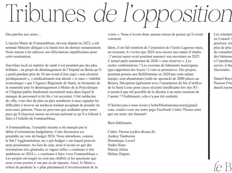 Tribune mars 2024 : Des paroles aux actes
